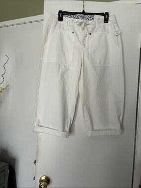 White Drawstring Cotton  capris  NWT